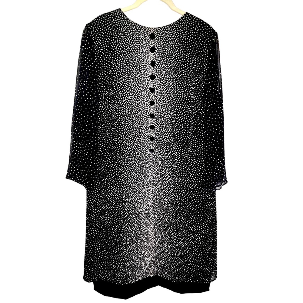 AKRIS x BERGDORF GOODMAN VTG Silk Speckled Dots Dress Size 14 Black and Tan